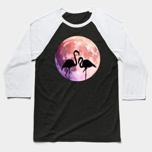 Flamingo and shades pink Moon Baseball T-Shirt